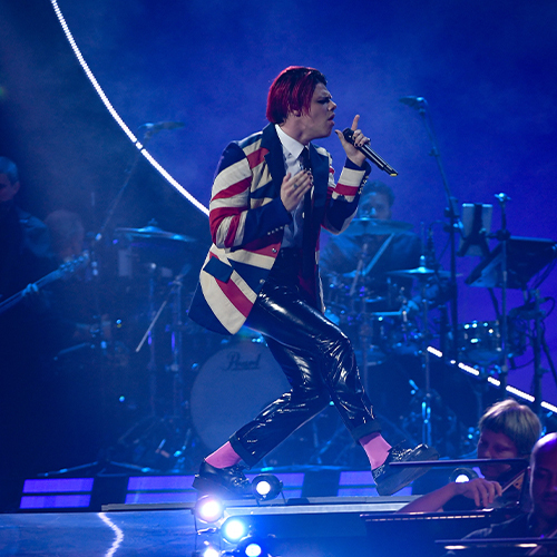 Artist 'Yungblud' performing on stage at the AO Arena for the National Lottery Team GB homecoming event for Paris Olympics 2024.